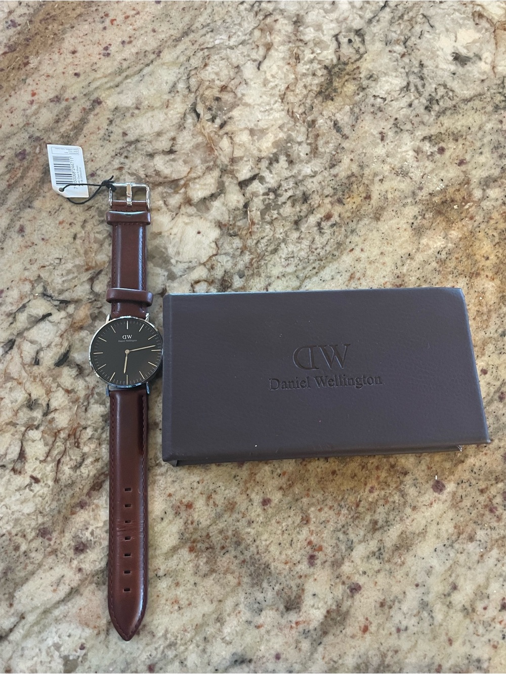 Daniel Wellington Brown Leather Strap Watch with Black Dial